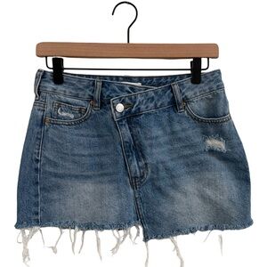 PacSun Blue Frayed Hem Mini Skirt